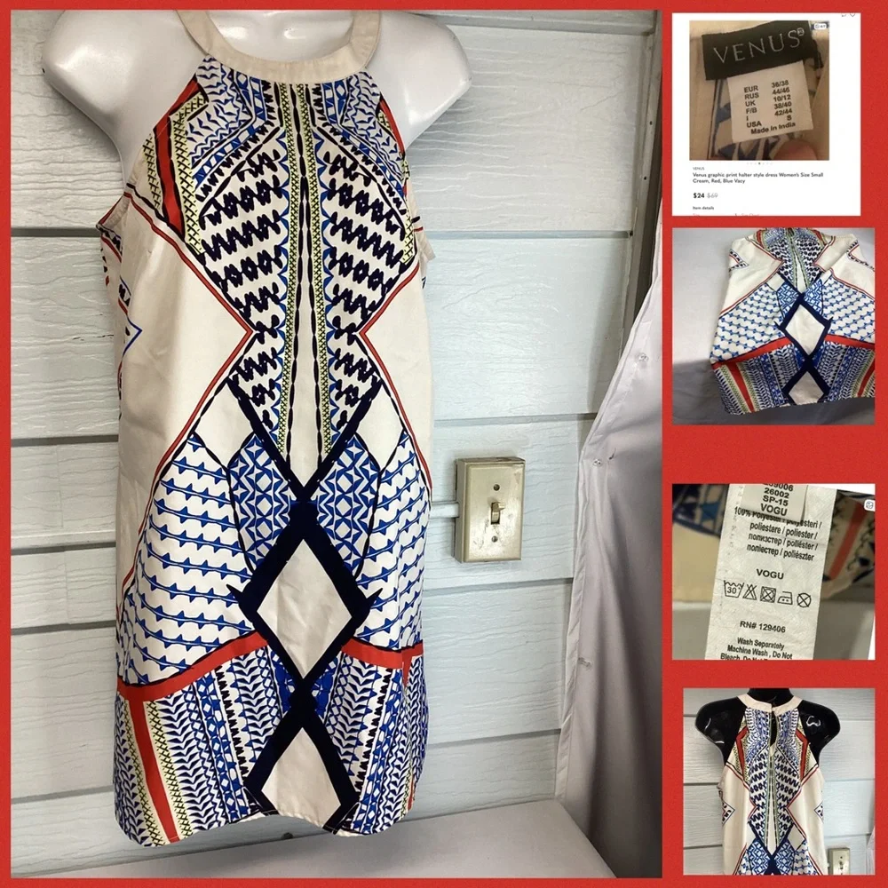 Geometric Print Sleeveless Dress.28 - Picture 4 of 5